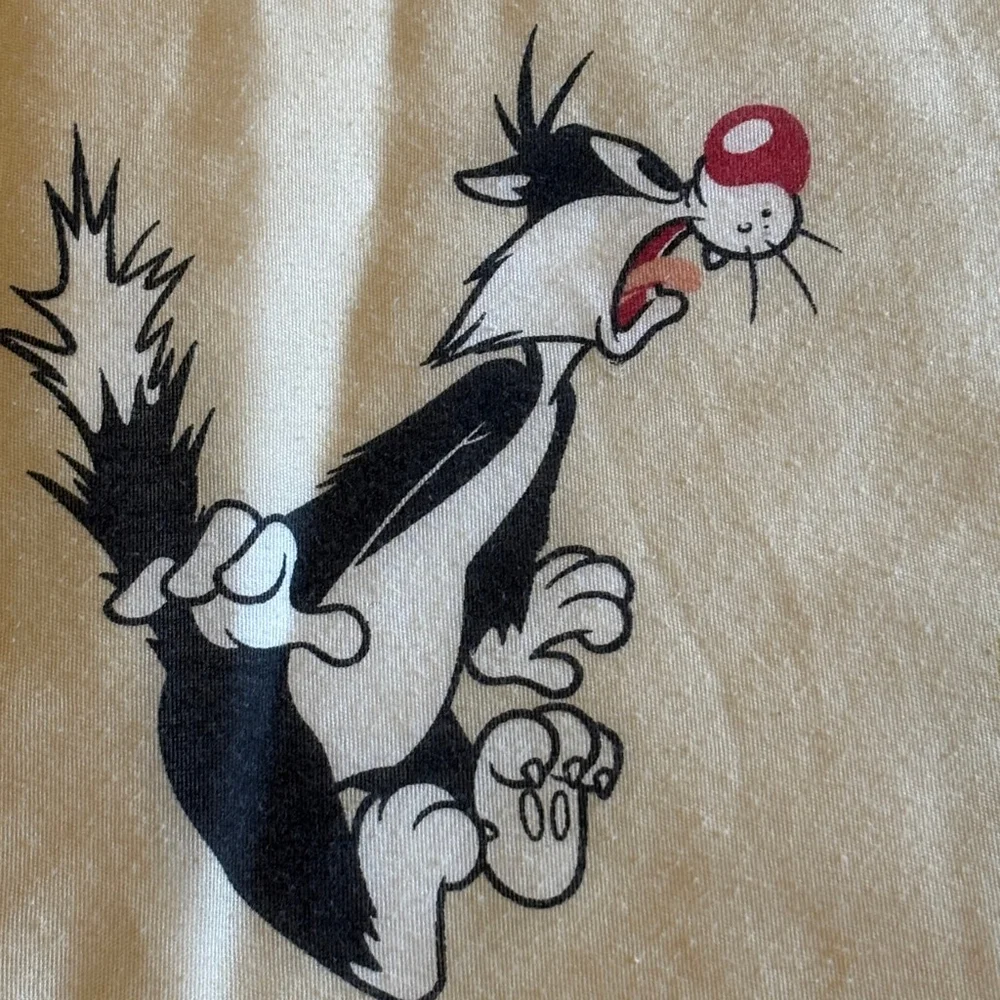 Vintage Looney Tunes Double Flat Sheet Brown Bugs Bunny Tweety Bird Sylvester